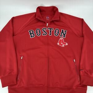 Nike Boston Red Sox Jacket Men XL Red Embroidered Zip Swoosh Dugout MLB